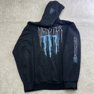 Vtg Y2K 2000s Monster Energy Drink Logo Pullover Hoodie Mens Large Sleeve Print